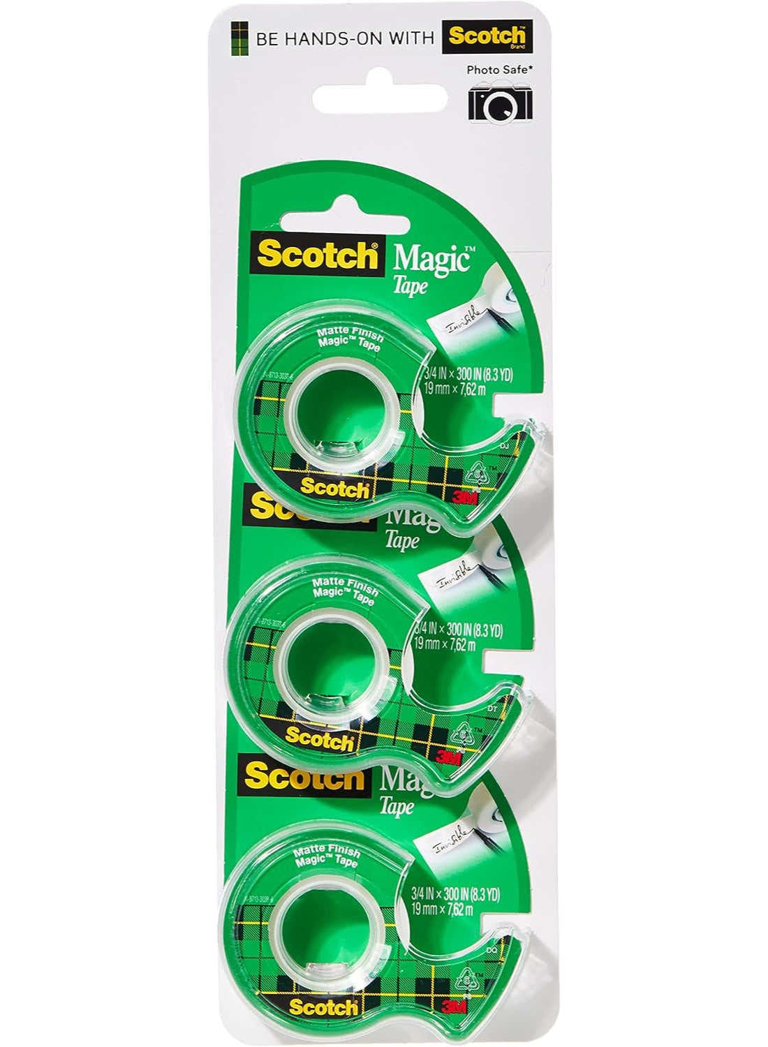 Scotch Magic Tape In Dispenser 3/4X300 In (19mm X 7.62m) Per Each, Invisible, Cuts Cleanly, General Purpose Sticky Tape, For